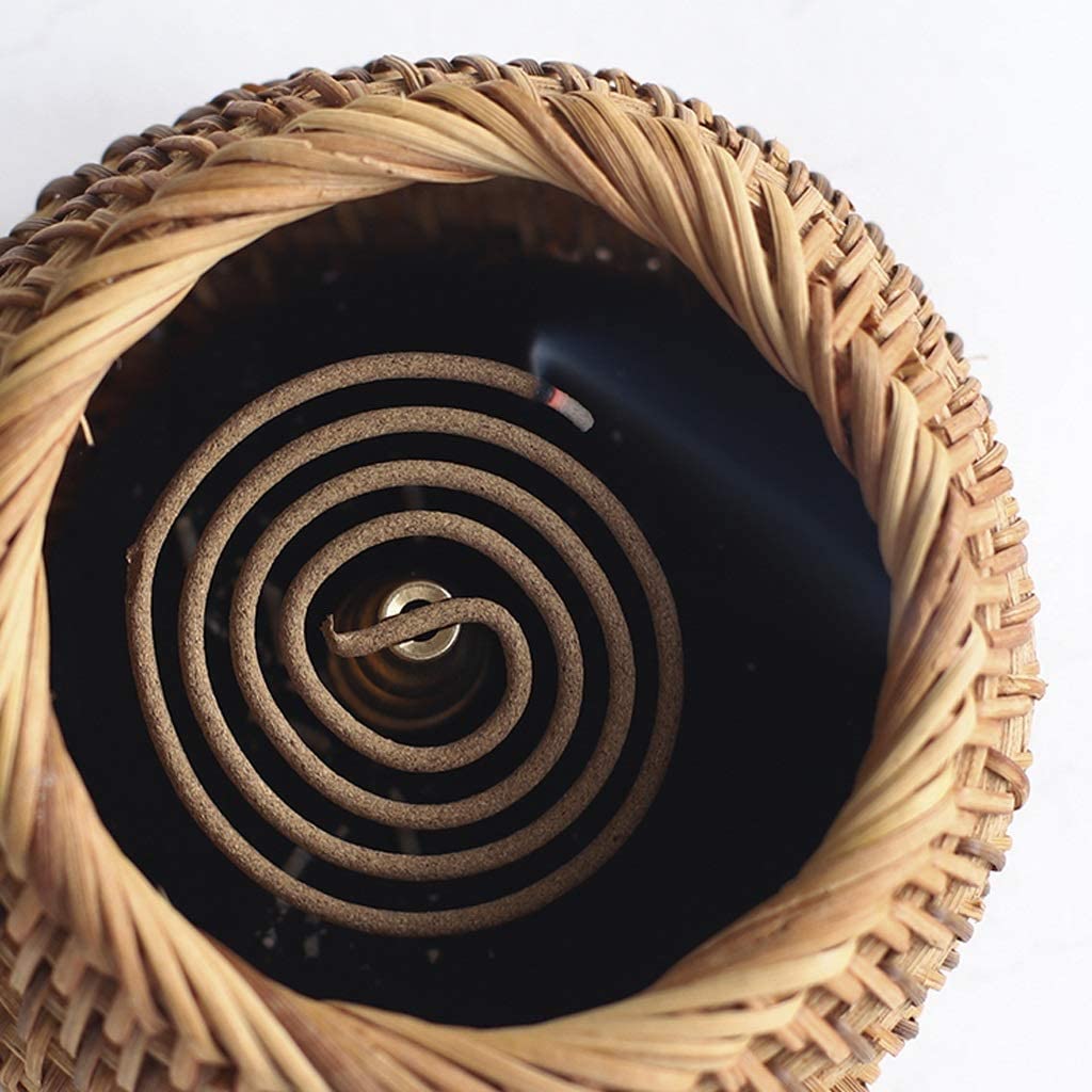 Räucherstäbchen Räuchergefäß Halter Kreativer Retro-Räuchergefäßständer Aus Rattan Mit Aschefänger Für Die Teezeremonie Im Teehaus Zuhause Büro Yoga