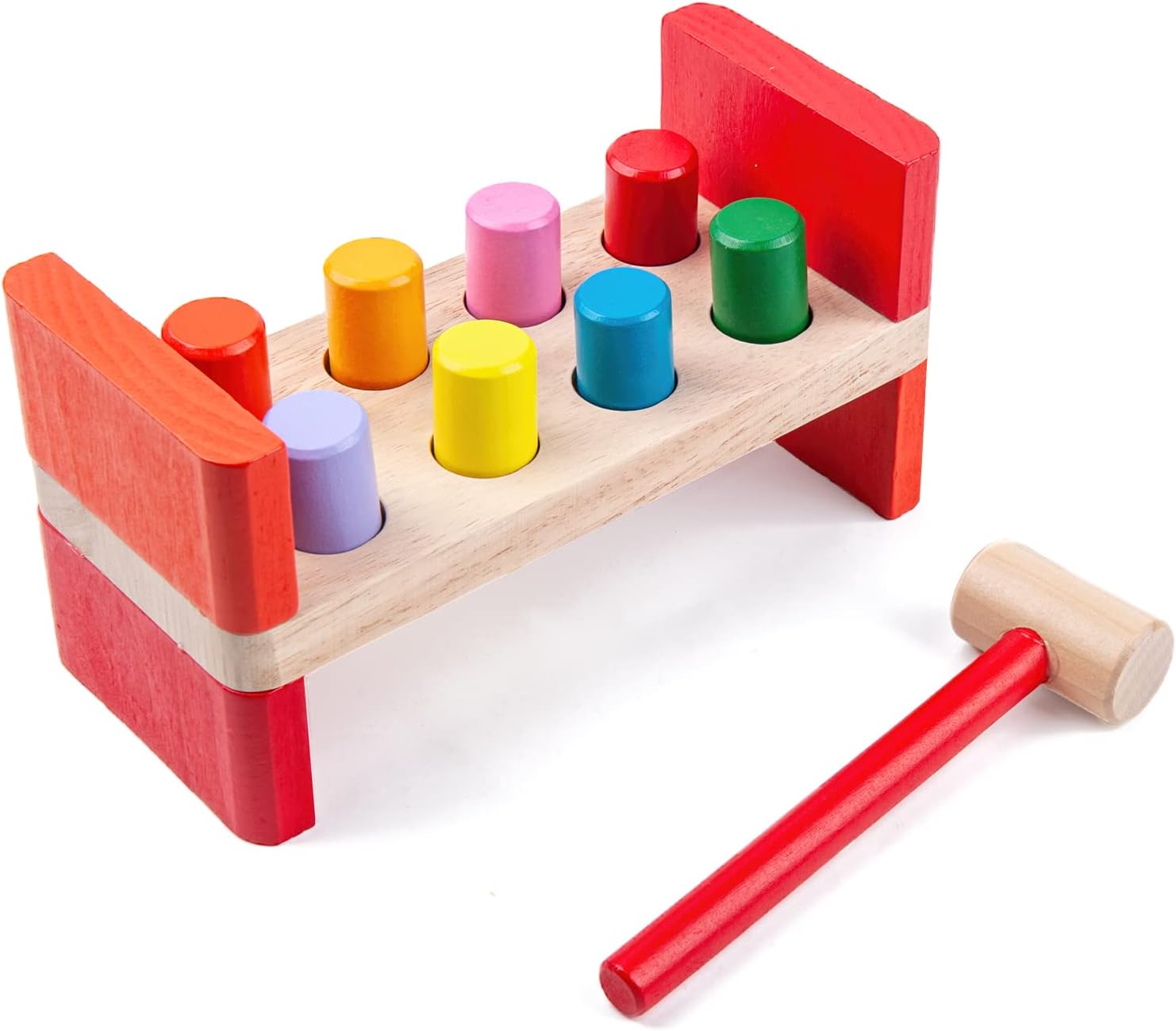 Pounding Bench Wooden Toy with Mallet, Hammer Toys for Toddlers 2-3 4 5 Year Old