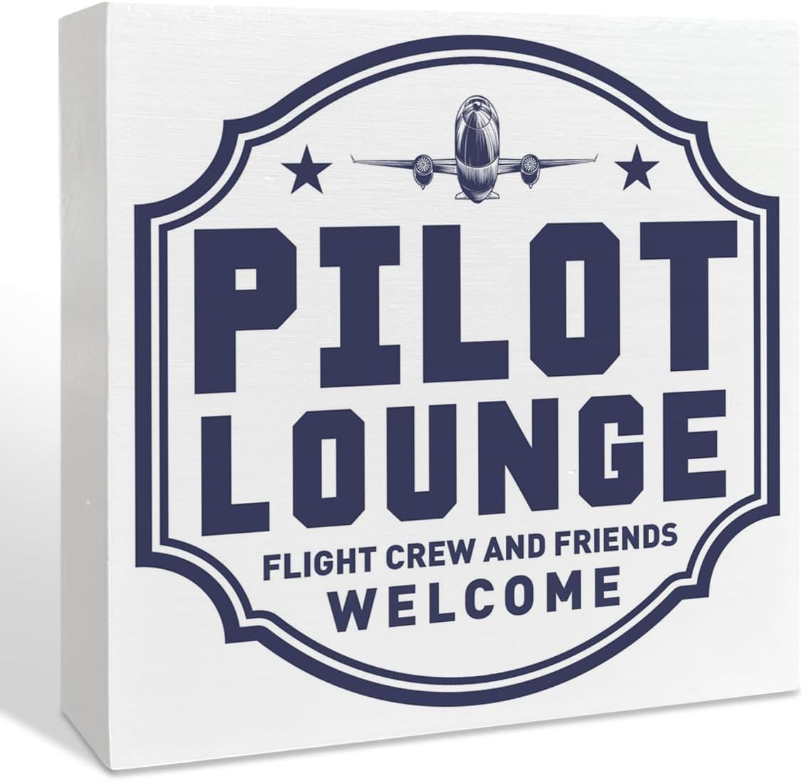 Pilot Lounge Box Sign 7x7 Inch Aviation Decor Flight Crew Welcome