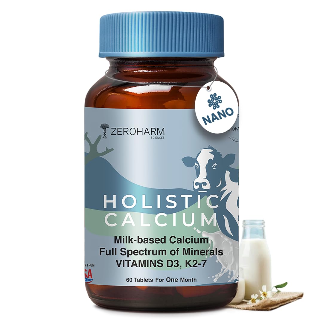 ZEROHARM Holistic Calcium Tablets For Women And Men - Milk Based Calcium Supplement With Vitamin D3,K2-7,Magnesium & Phosphorous - Best Joint Support & Bone Strength Supplement-image-24