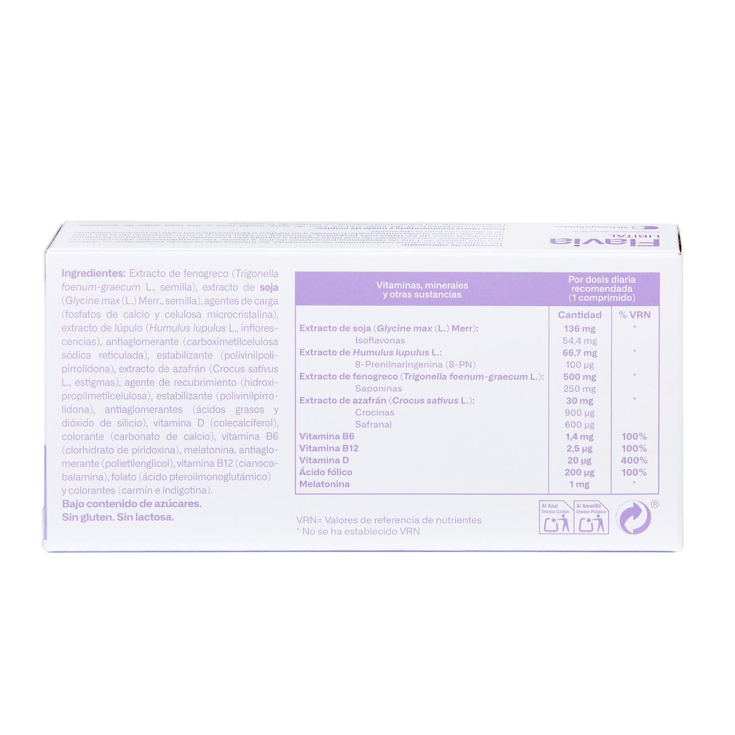 FLAVIA Libital Pack 2 x 30 Comprimidos - Alivia los Síntomas de la Menopausia - Con Isoflavonas de Soja y Vitaminas - Estimula la Líbido, Regula Sofocos y Sudoraciones - Complemento Alimenticio