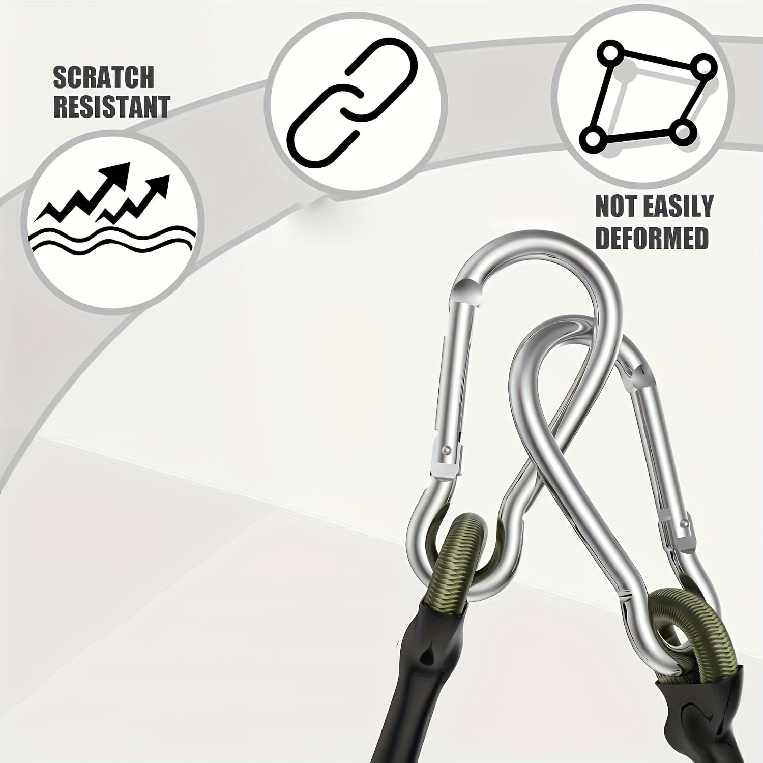 Heavy Duty Bungee Cords with Metal Carabiners, Adjustable Elastic Straps for Outdoor Camping, Luggage, Cargo, Trailer, Utility Hooks Tie Down Straps (Green,11.81)