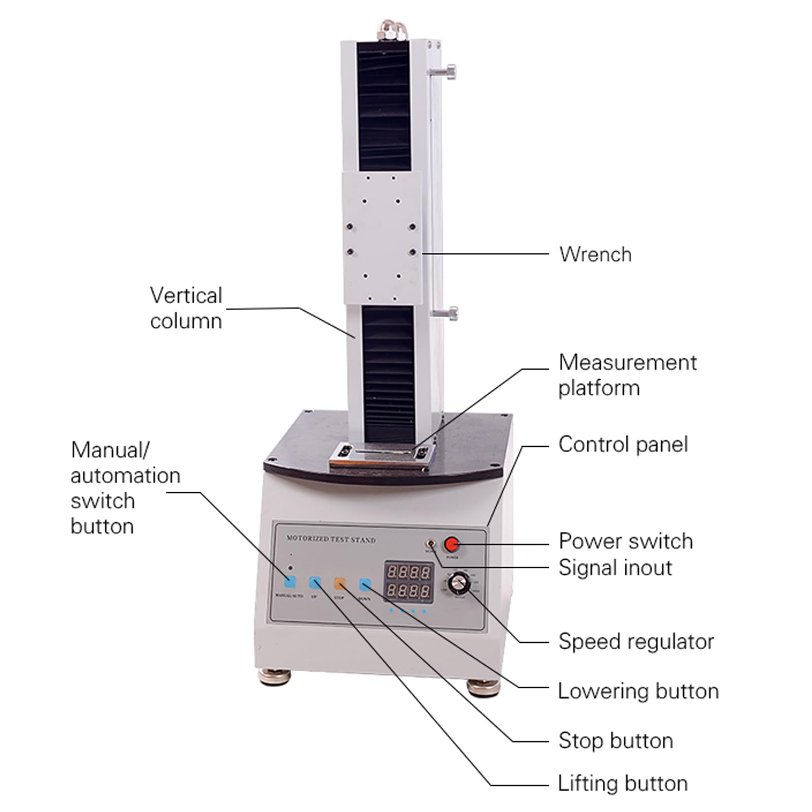AEL-1000N Electric Force Gauge Test Stand Electric Single Column Vertical Breaking Force Testing Test Machhine Electric Push Pull Test Stand | Maximum Load 1000N | Effective Stroke 200mm
