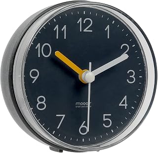 mooas 2WAY 静音 防水 浴室用時計 シャワー用時計 壁掛け時計 カチカチ音がしない静音タイプ 電池駆動型 吸盤付き壁取付型時計 キッチン時計 (ダークグレー)