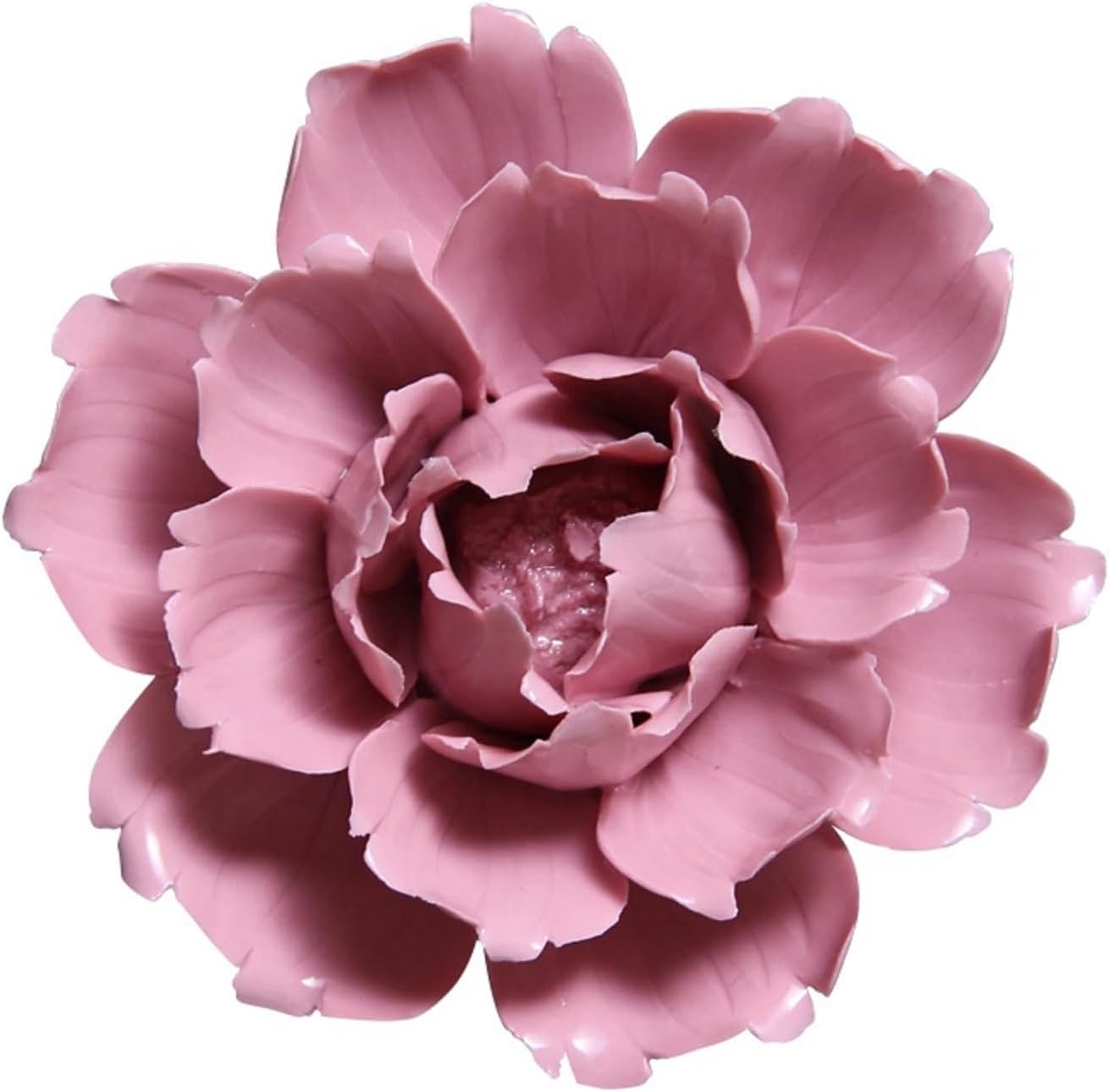 Ceramic Flower Wall Decor Handmade 3D Wall Art Hanging Sculpture White Flower Wall Decor Peony 4.72" (Large)