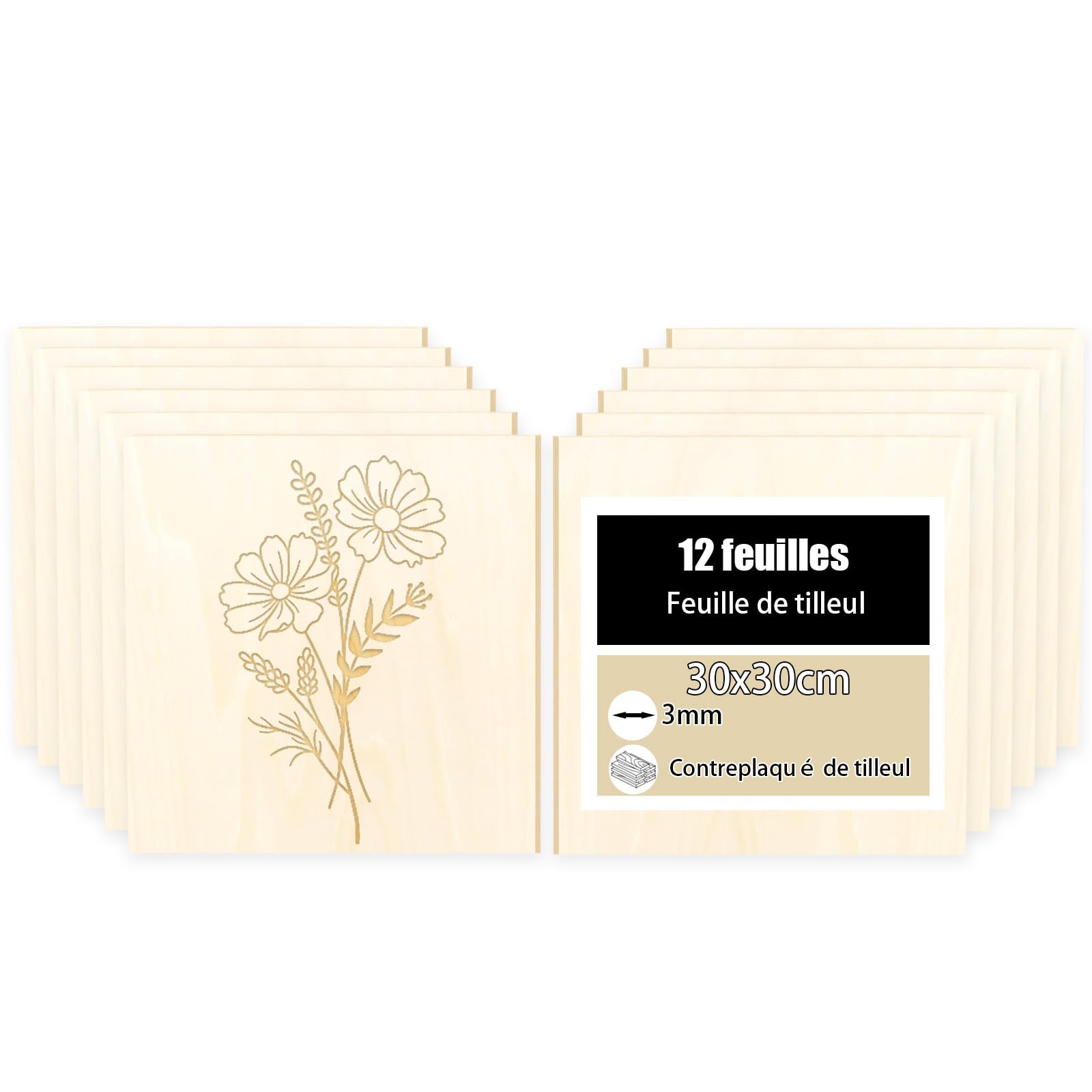 Feuilles bois contreplaqué tilleul 3mm pour vos maquettes de maison et loisirs créatifs