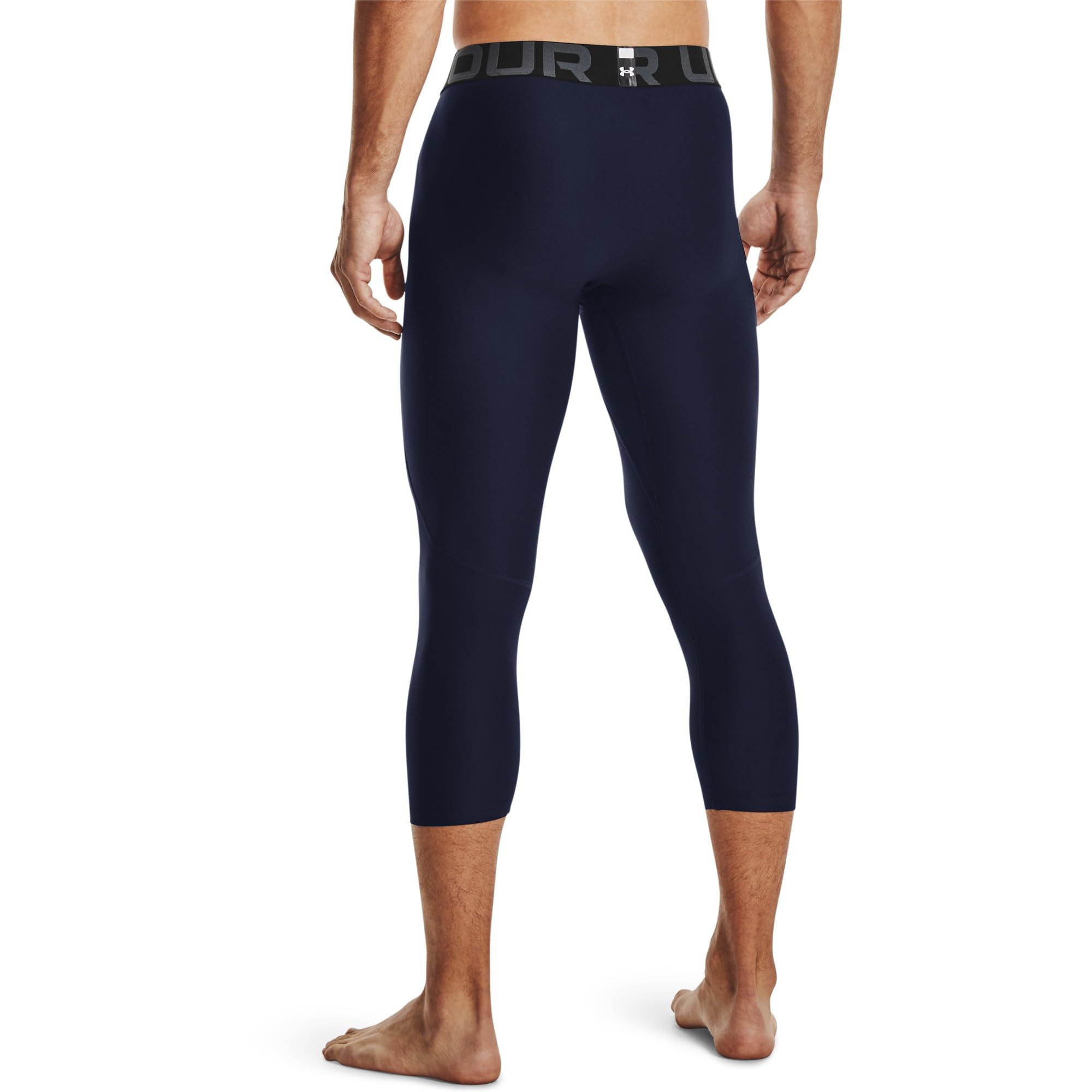 Under Armour Męskie legginsy UA HG Armour 3/4, wygodne i wytrzymałe, sportowe legginsy 3/4 dla mężczyzn, lekkie i elastyczne spodnie treningowe z dopasowanym dopasowaniem kompresyjnym, granatowy