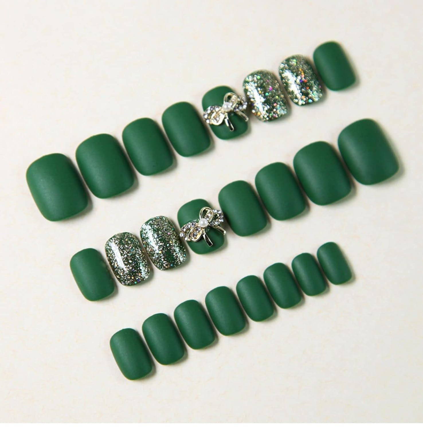 Matte Press False with Designs Set Square Fake Nails Art Full Cover Artificial Checked Short Nail Tips