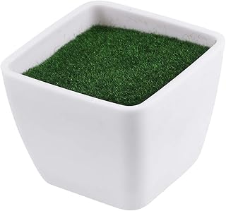 Hemoton Hoog kwaliteit Vaso de flores de plástico artificial Musgo e vaso Conjunto de flores falsas Decoração de carro de escritório Pequeno quadrado portátil Simulativo vaso de flores (branco)