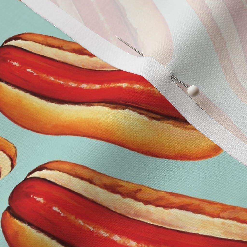 Spoonflower Fabric - Hot Dogs Summer Food Vintage Cute Retro Kitchen Printed on Petal Signature Cotton Fabric Fat Quarter - Sewing Quilting Apparel Crafts Decor