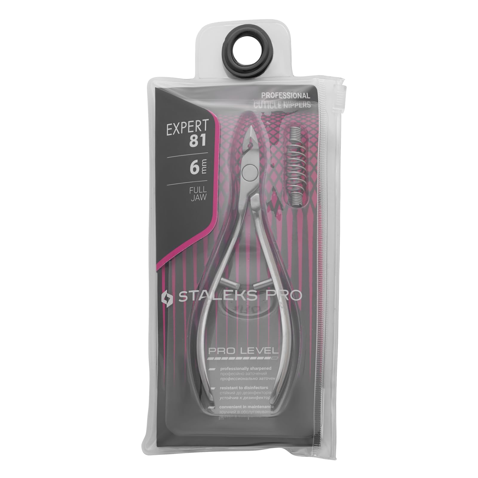 STALEKS Pro - Tronchesine per Pelle Cuticole Professionale, Pinza con Maniglia Curvo (Lunghezza Lama - 6 mm) Expert 81, NE-81-6