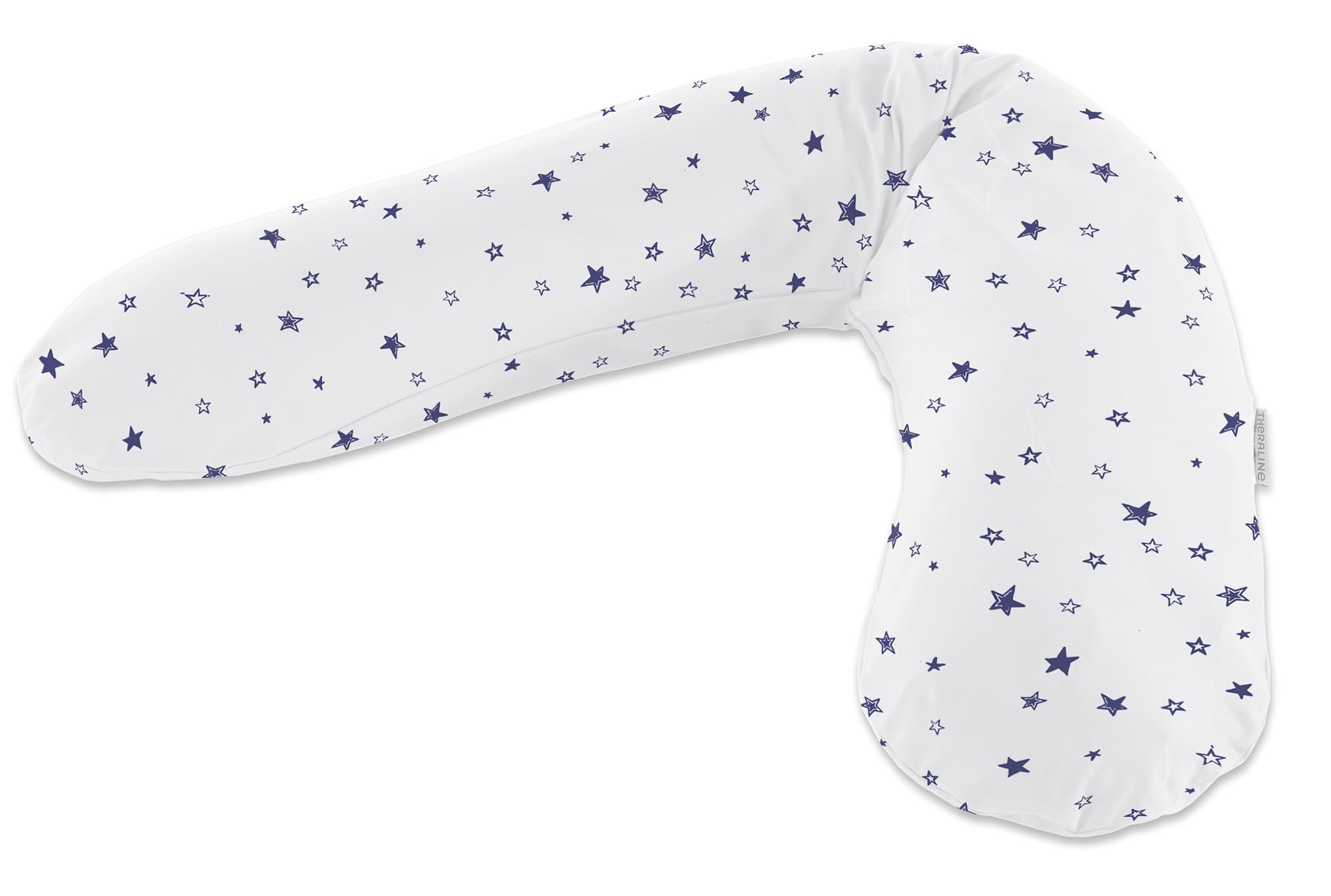 Theraline Cojín original para embarazadas y lactancia, 190 cm, cojín para dormir de lado, microperlas – incluye funda de lactancia cielo estrellado blanco