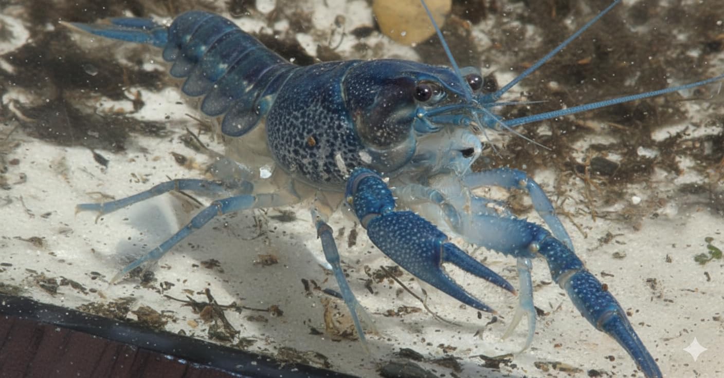 1 Live Male Electric Blue Crayfish (Procambarus alleni) -Aquarium or Pond, Crawdad. Approx Size is 1 in to 4 in. We can not Ship to California or Wisconsin Due to regulatory restrictions