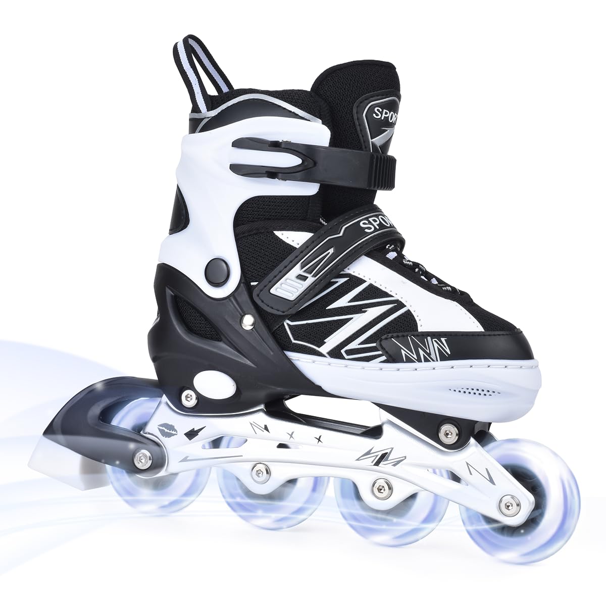 ERNAN Inline Skates,Adjustable Light up Kids Inline Skates, for Boys and Girls,Roller Skates for Kids Youth, Beginner (Black, S)