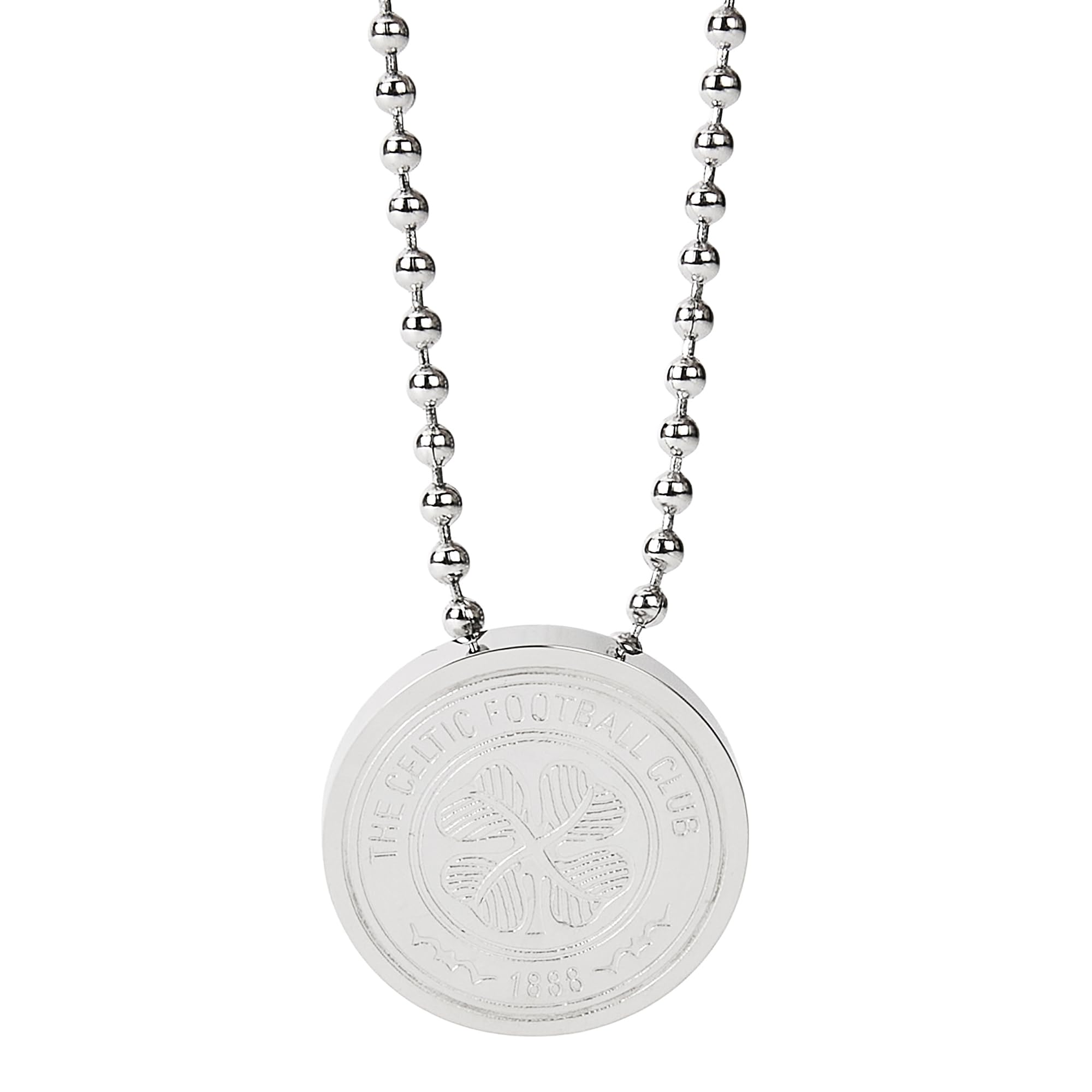 Officially Licensed Celtic FC Crest Pendant Necklace, Stainless Steel Chain, Men's Football Gift