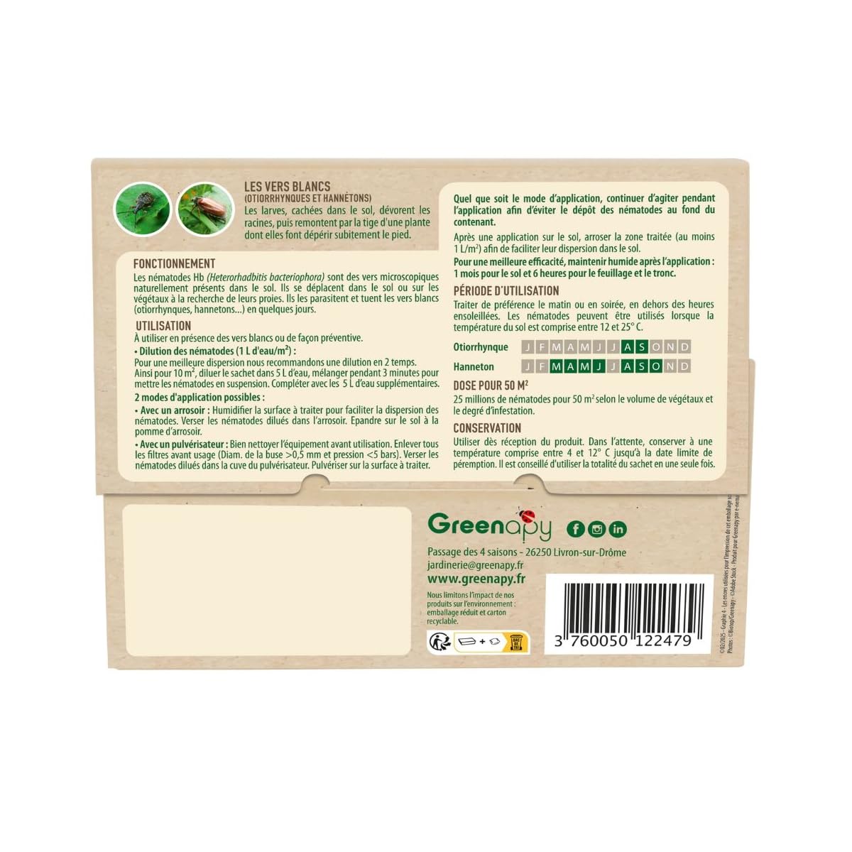 Nématodes Hb anti vers blancs anti Otiorhynque - 25 millions