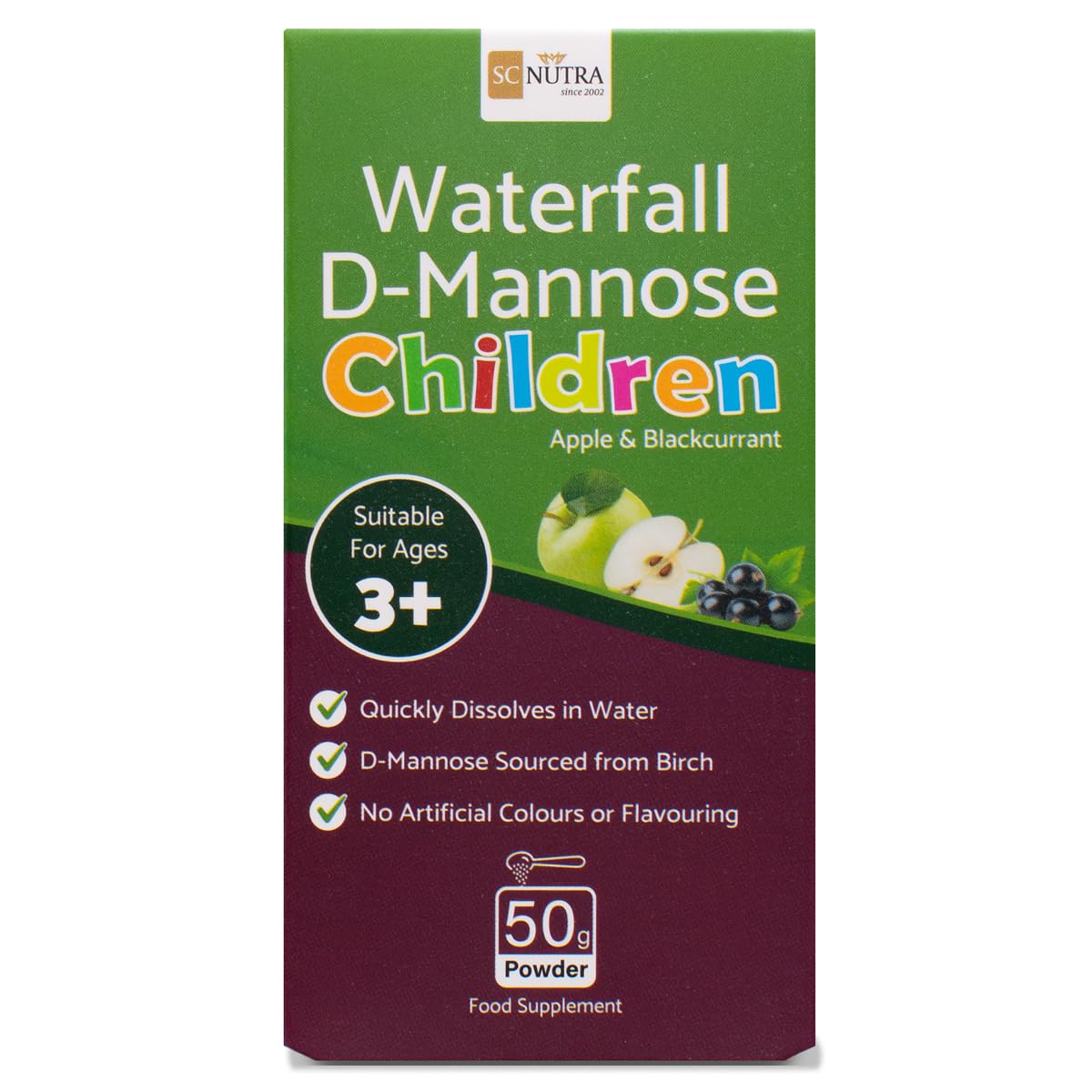 Wasserfall D-Mannose Kinder - Apfel & Schwarze Johannisbeere - Infant D-Mannose - Geeignet für Mädchen & Jungen ab 3+ SC Nutra (Sweet Cures)
