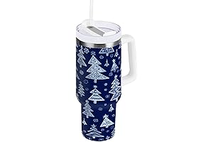 ATTX Neutral Bottle Brush Christmas Trees Tumbler with Handle