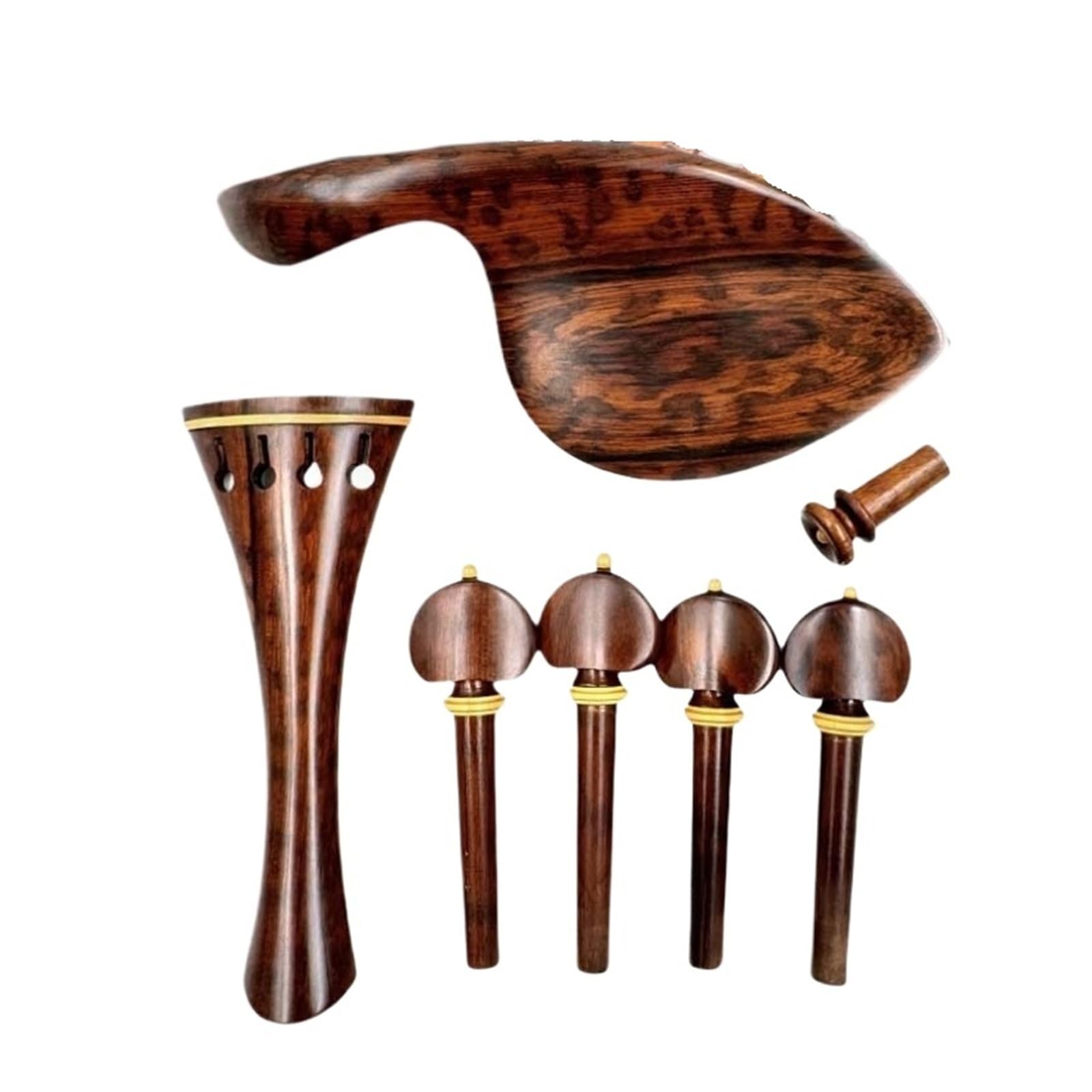 Snakewood-clavijas for violín 4/4, pieza trasera de madera de serpiente, soporte for barbilla de violín, juego completo de piezas y accesorios(Snakewood 4)