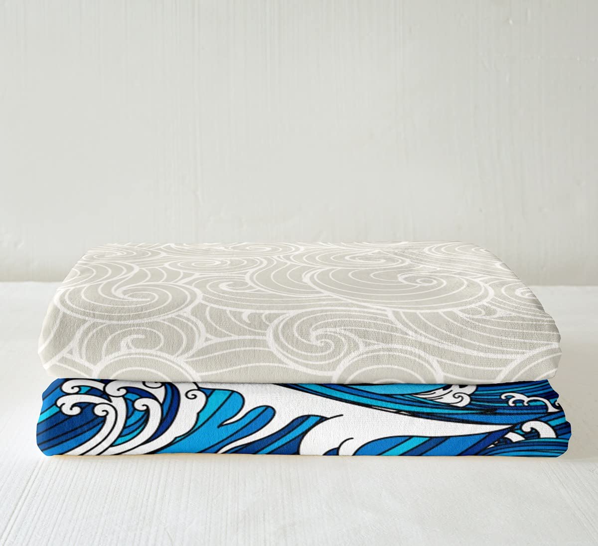 Octopus Bed Blanket Blue Waves Throw Blanket Lightweight Soft Cozy Luxury Sea Animals Fleece Blanket Ocean Theme Flannel Blanket for Sofa Bedroom Office Travel All Season(Twin 60"x80") - Image 4