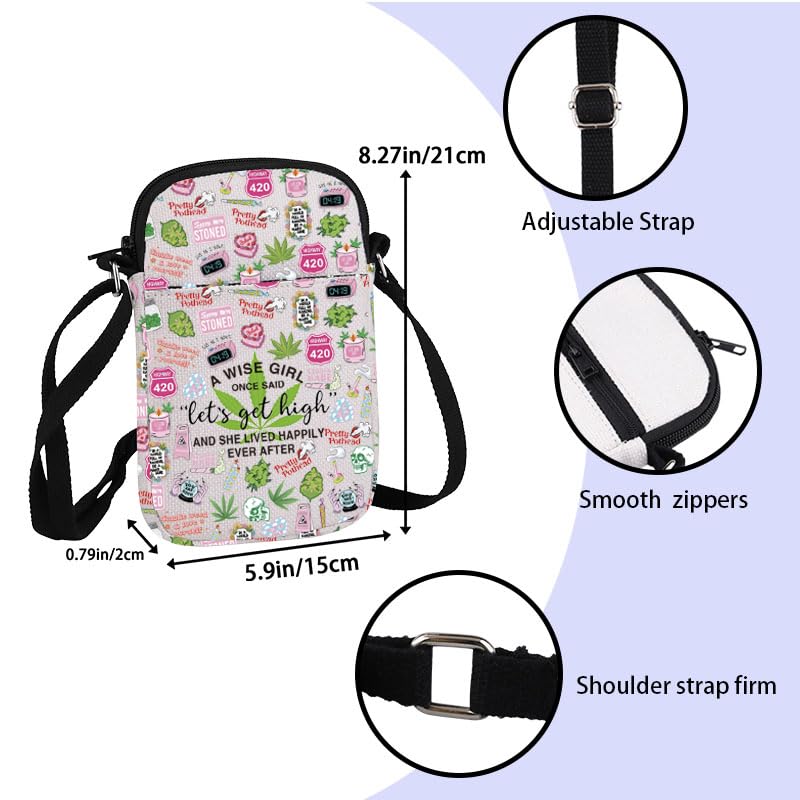 ZJXHPO Marijuana Weed Leaves Cross Body Bag Let's Get High Messenger Bag Weed Shoulder Bag 420 Gift2