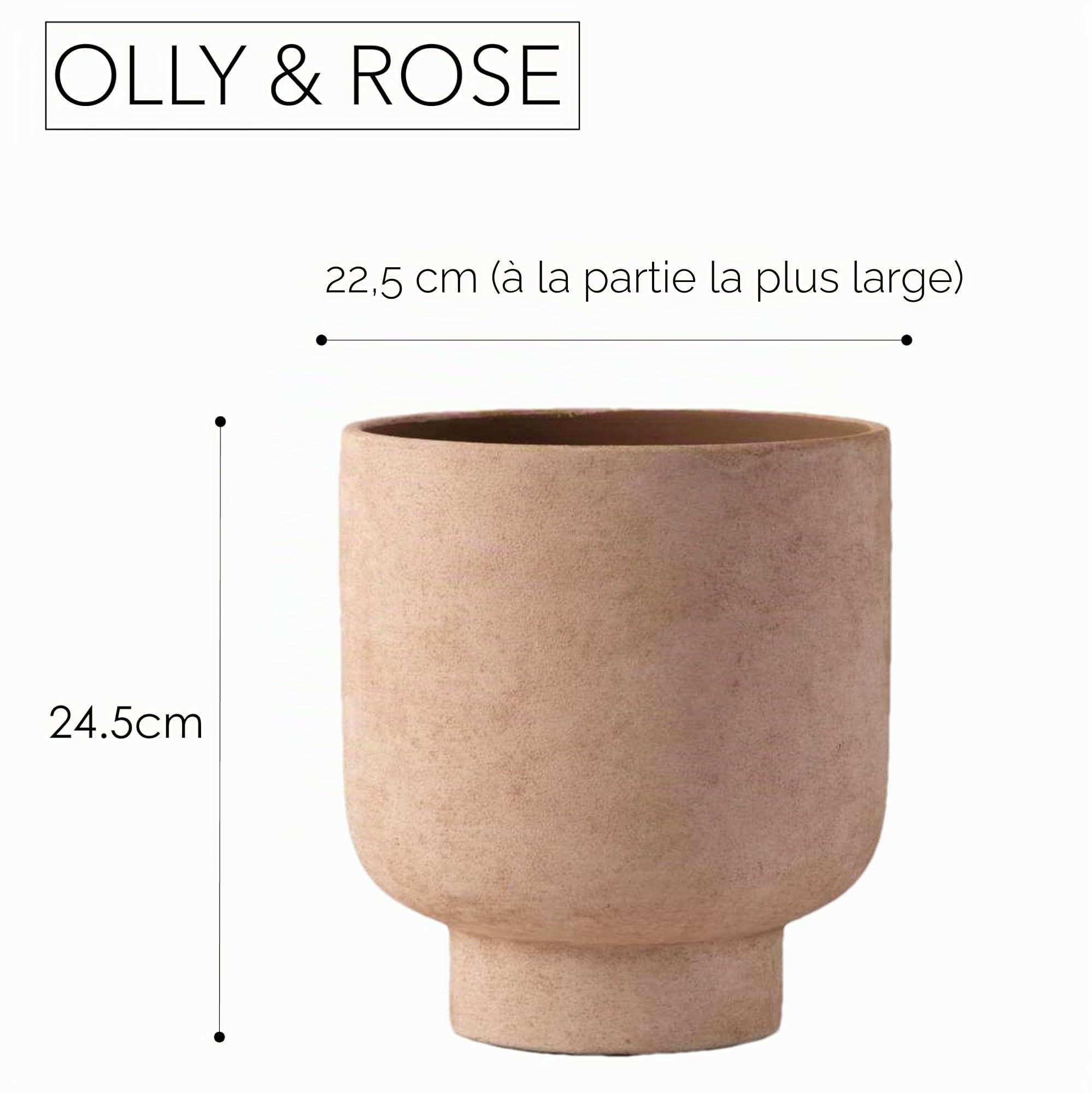 Olly & Rose Sienna Pot de fleurs surélevé en céramique 22,5 x 24,5 cm pour extérieur et intérieur – Pots de fleurs en terre cuite