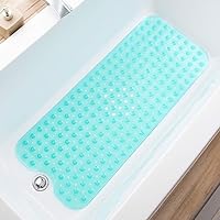 Vista 16 de Alfombrilla de baño y ducha, antideslizante de 39 x 16 pulgadas extralarga, apta para lavado a máquina con agujeros de drenaje, ventosas para baño