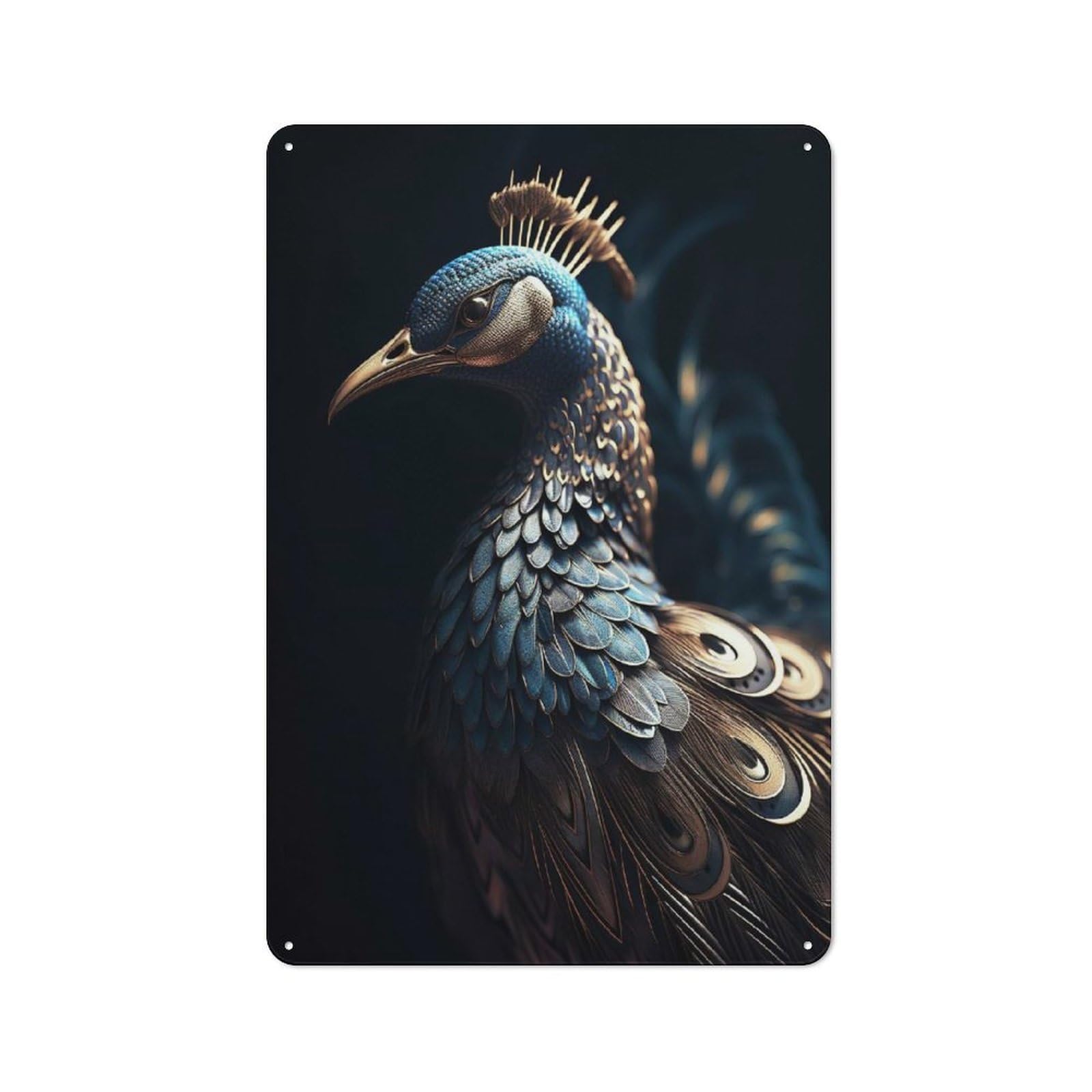 Queen Peacock Vintage Tin Sign 30x20cm, Rustic Bistro Wall Plaque for Coffee Bar, Kitchen, Bistro Or Tea Corner