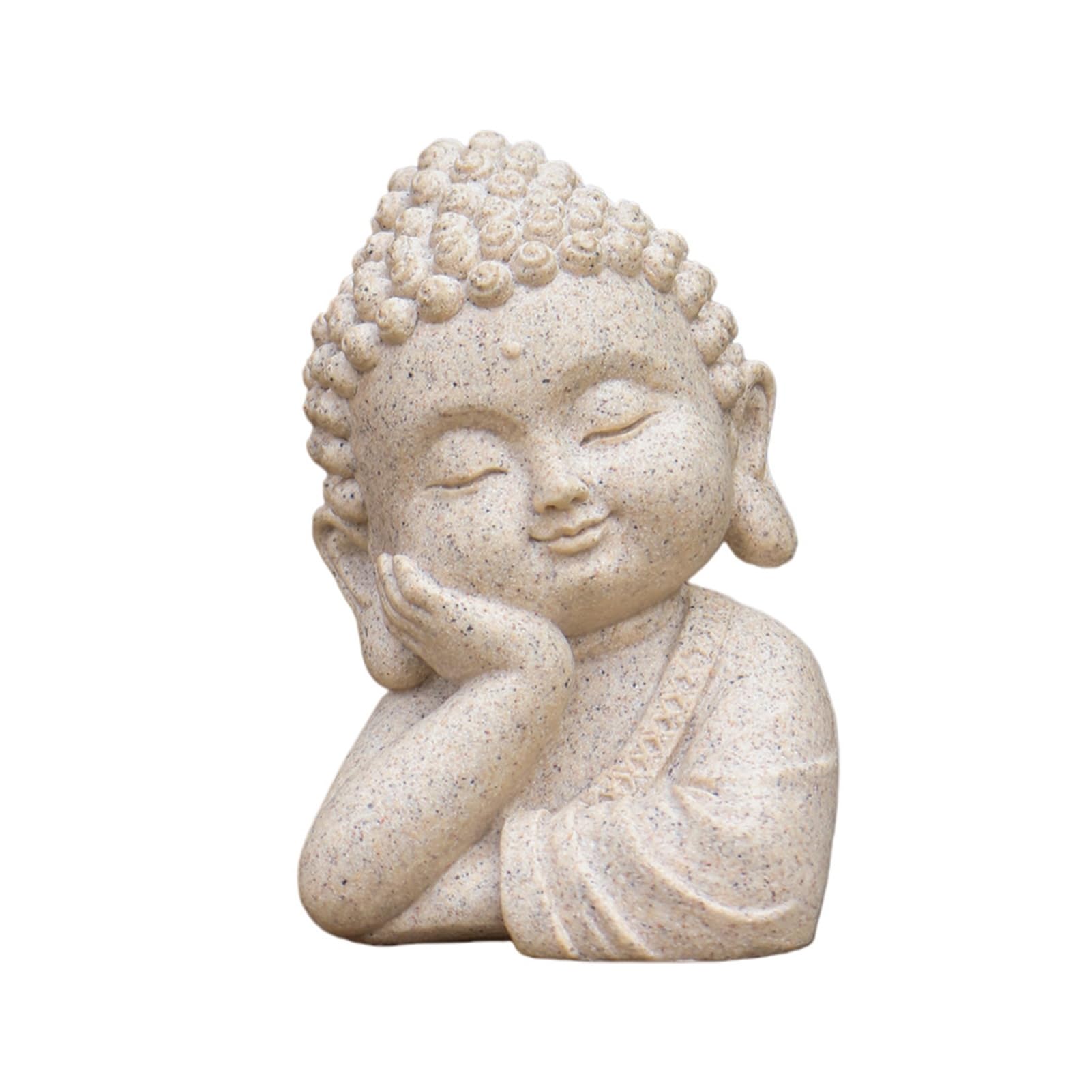 Glifora Mini Buddha Figurine - Handcrafted Sandstone Resin Zen Statue, Decorative Meditation Sculpture, Feng Shui Ornament for Home Office, Desk and Car Dashboard