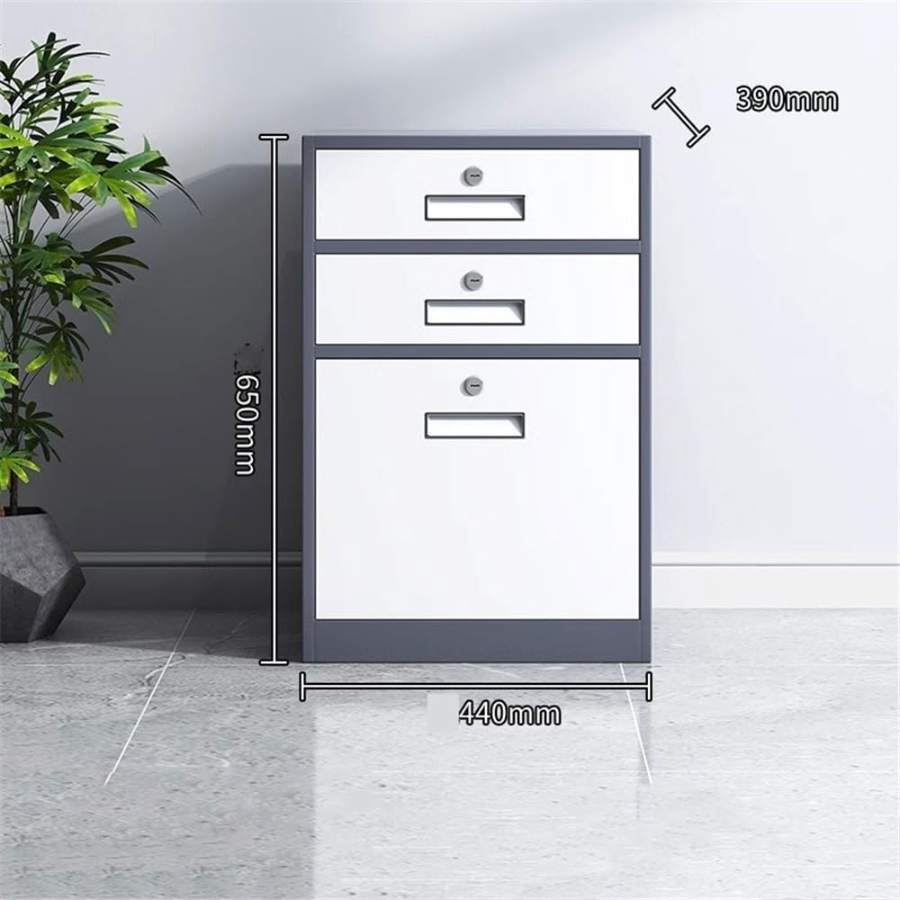 Armadietto portadocumenti verticale a 3 ripiani, grande capacità, con serratura e cassetti, elegante soluzione bianca per ufficio e balcone