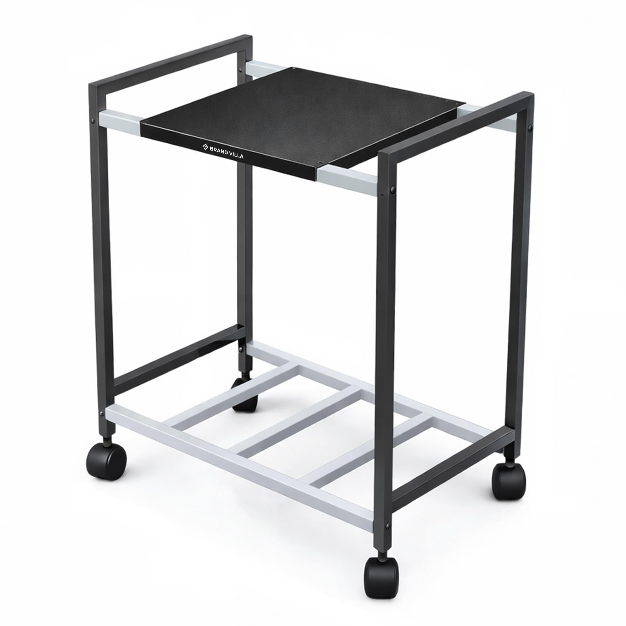 Heavy Duty Metal Inverter Trolley Stand with 360° Rotating Lockable Wheels | Battery & Inverter Stand | Movable Rust Proof Iron Trolley for Home & Office (Rectangular)