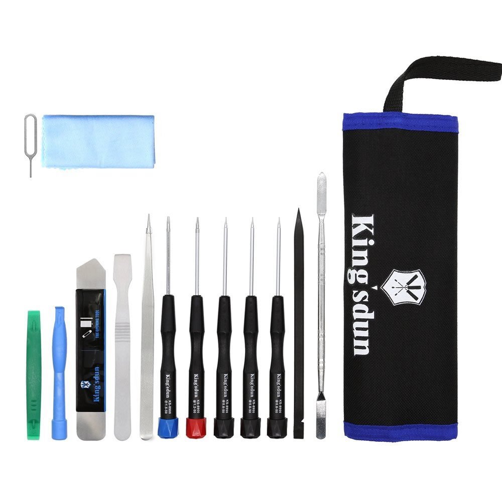 Kingsdun 14 in1 Precision Screwdriver Repair Tool Kit for MacBook Pro Air Mac Retina with Pentalobe Screwdriver Phillips Spudger Opening Pry Tool for iPad iPhoneX XR XS 8 Plus 7 6S Plus 6 SE 5S 5C 4S