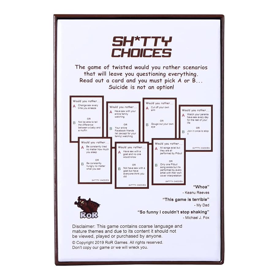 Amazon.com: Shitty Choices Card Game Card Games for Adults Party Card Games for Adults and Family, Party Games for Game Night : Toys & Games amazon-com-shitty-choices-card-game-card-games-for-adults-party-card-games-for-adults-and-family-party-games-for-game-night-toys-games