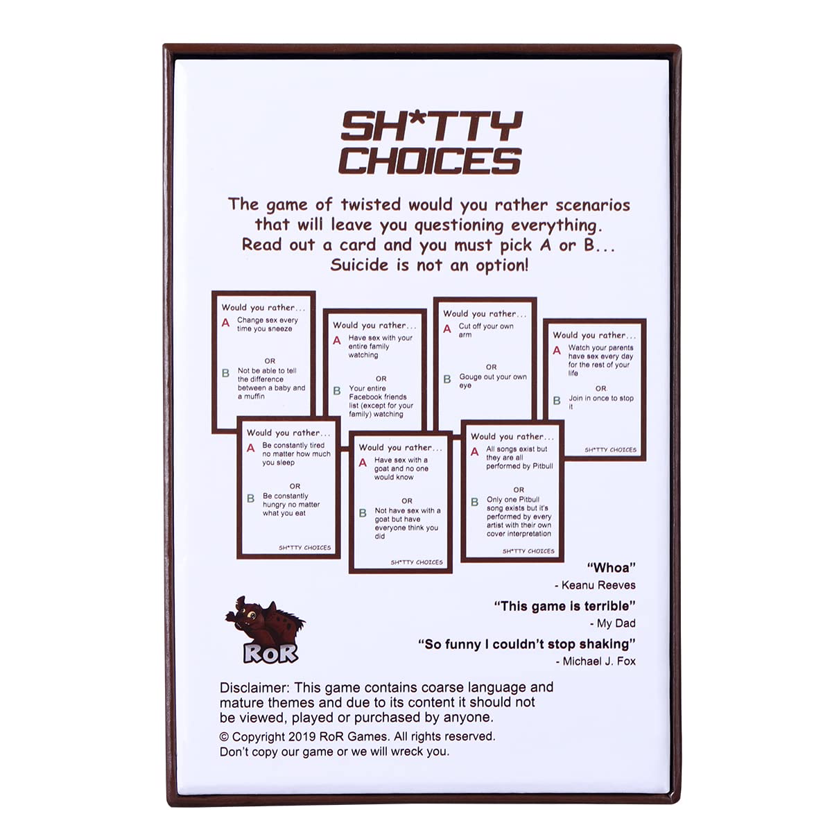 Shitty Choices Lustiges Trinkkartenspiel für Erwachsene, geeignet für Zuhause, Junggesellenabschiede und Geburtstage