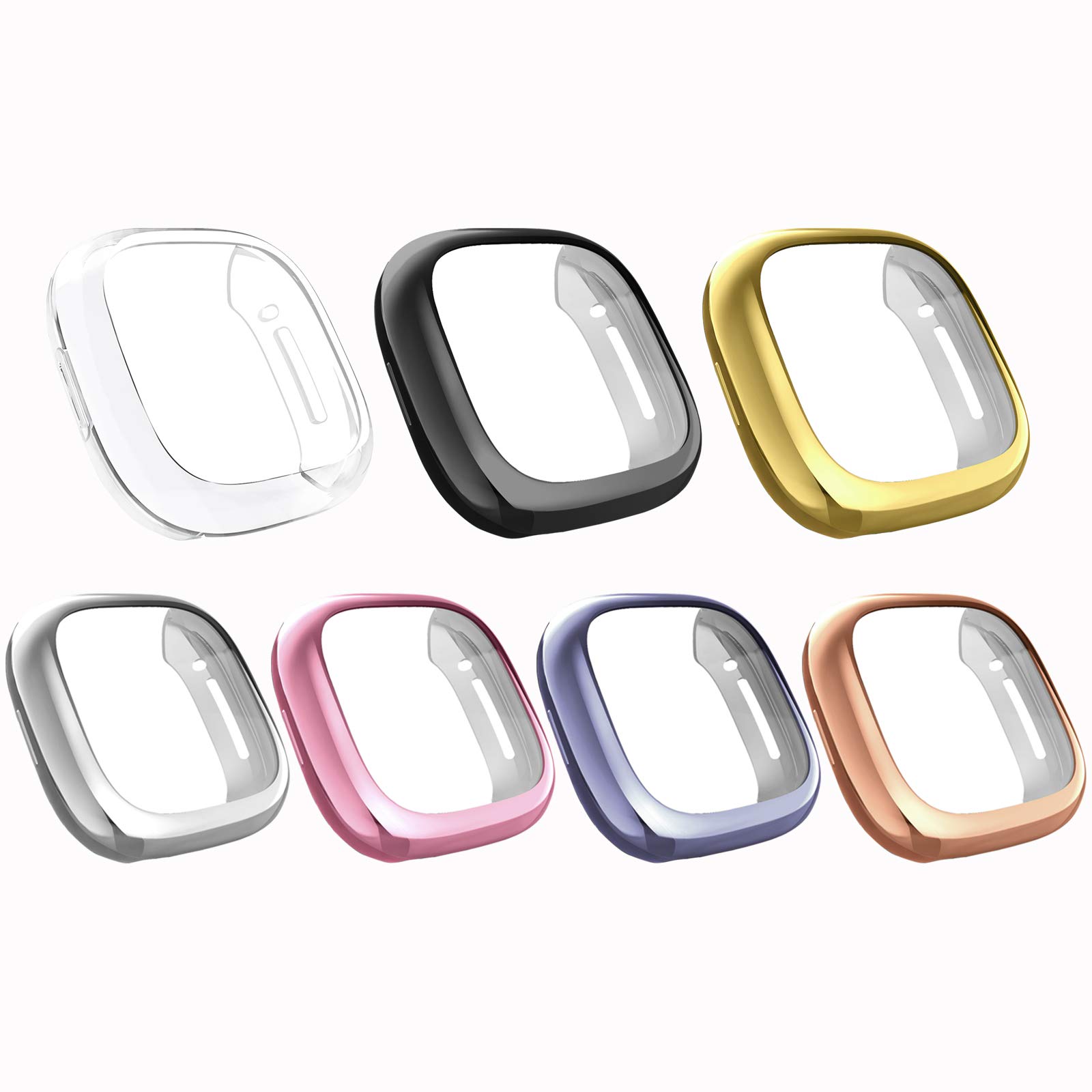 [7-PACK] OMECKY Screen Protector Compatible for Fitbit Sense & Versa 3 Smartwatch Case Cover, Multi Color