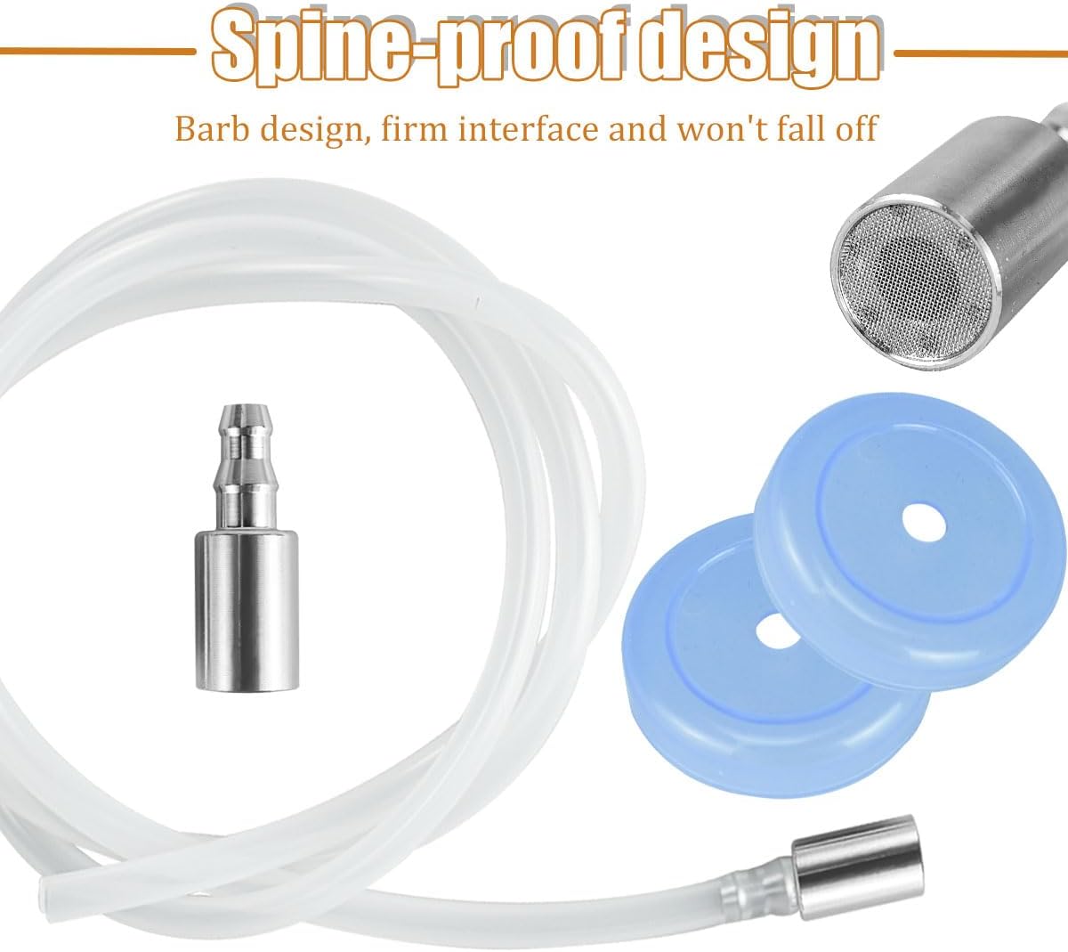 Silicone Tubing Water Line for 5 Gallon Water Bottles 2 Sets 4.59Ft Replacement Hose with 304 Stainless Steel Countersunk Head with Filter