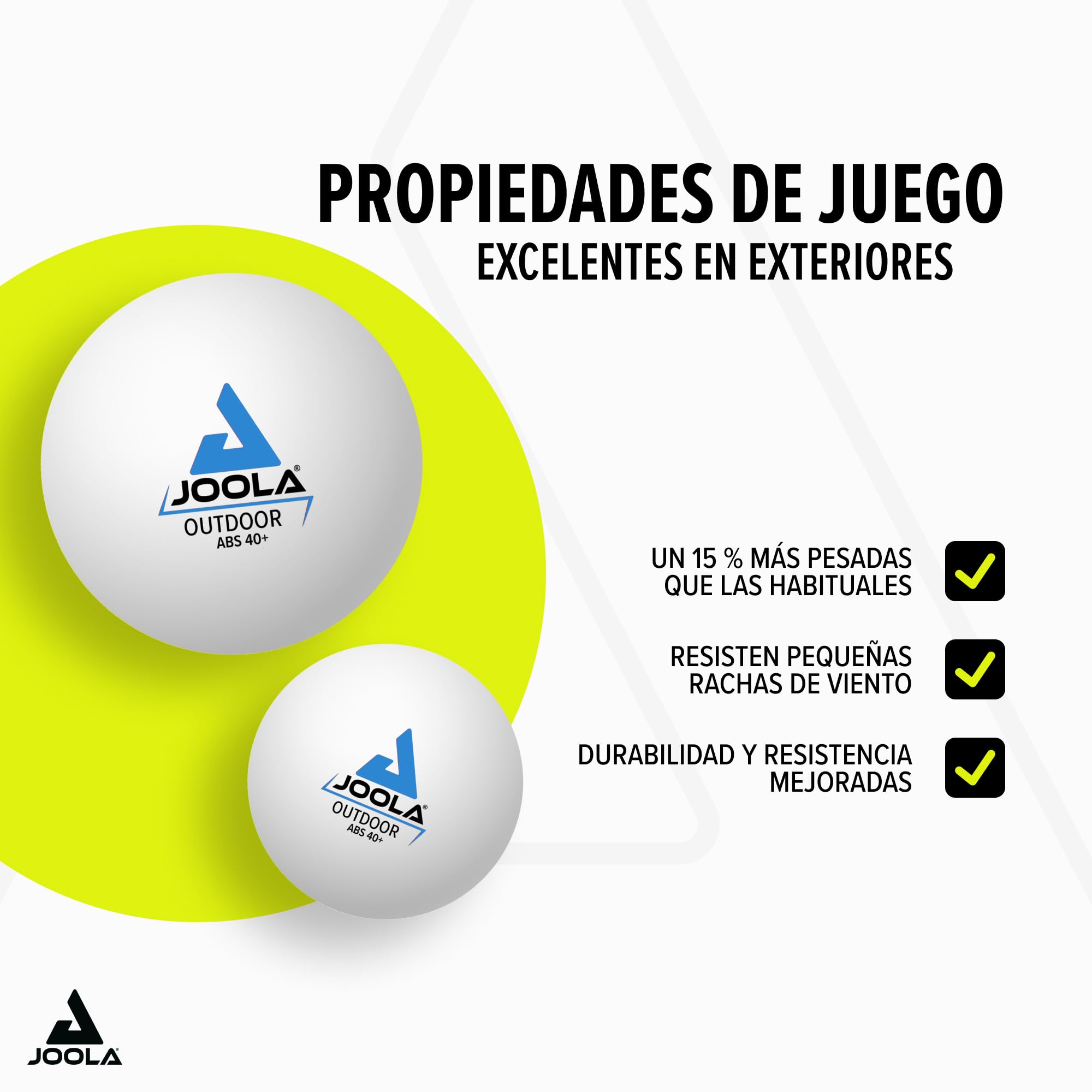 JOOLA Pelotas de Tenis de Mesa para Exteriores 40+ mm Resistentes a la Intemperie Paquete de 12 Unidades Blanco