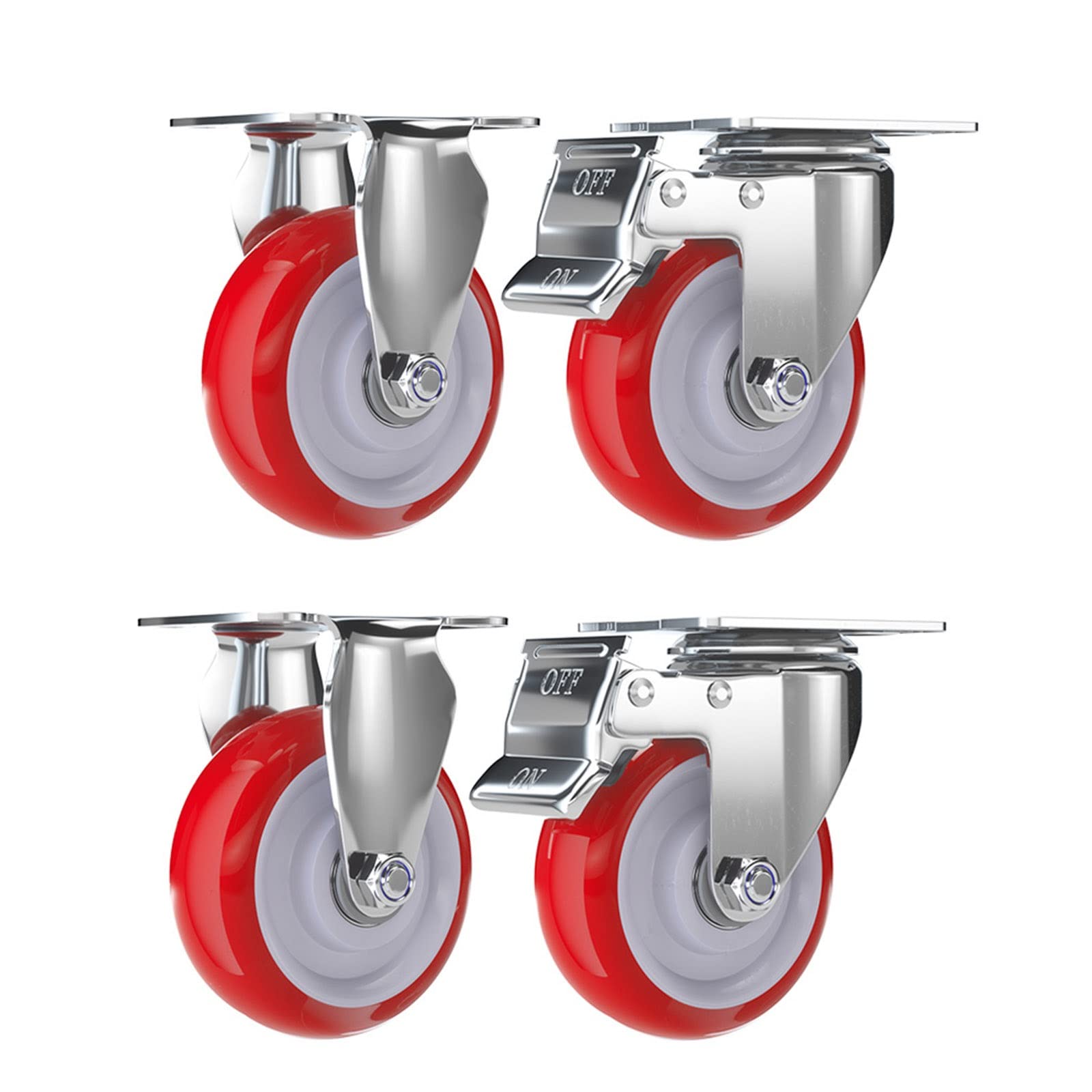 Lenkrollen Möbelrollen 4er-Set, robuste, leise Rollen, industrielle Lenkrollen, Feststellrollen, Ersatzrollen for Schrank, Ottomane, Bank(3",2Casters+2Locking)