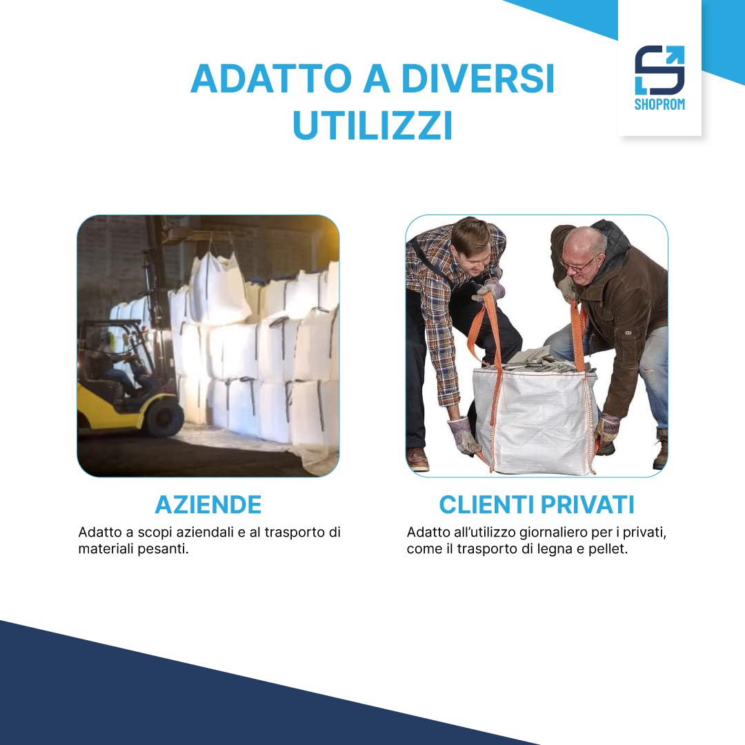 Big Bag Polipropilene 1000kg - Sacchi Riutilizzabili Per Edilizia E Giardinaggio