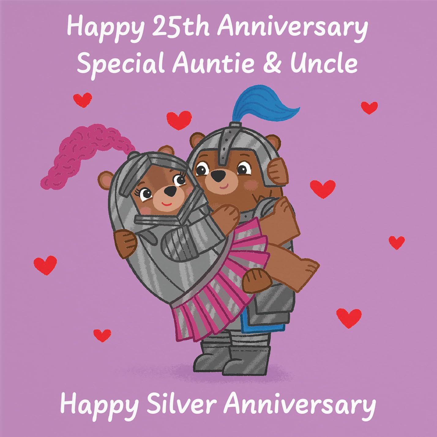 Hunts England - Auntie And Uncle 25th Anniversary Card - Silver Anniversary - 25 Years - Cute Fun Bears Card - Love Story Collection - Image 2