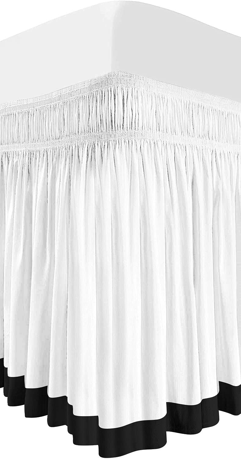 Tow Tone Wrap Around Dorm Room Bed Skirt with Three Side Coverage in Split Corner 1000 Thread Count