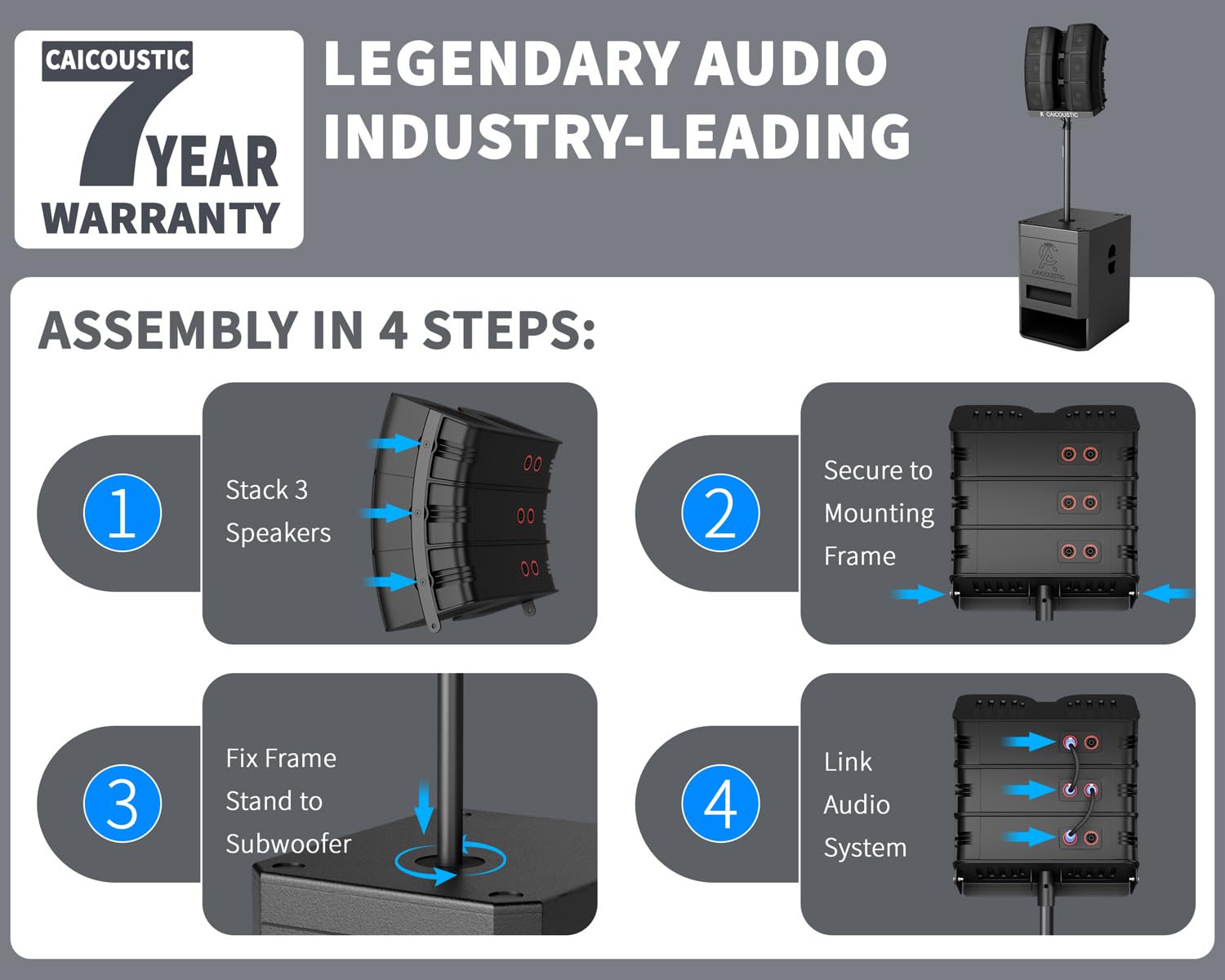 2400W 15" Powered Bluetooth PA Speaker System with Subwoofer - Portable Line Array Sound System for DJ, Party, Wedding, Outdoor Events - Includes 15" Active Sub & 3x3 Satellite Speakers