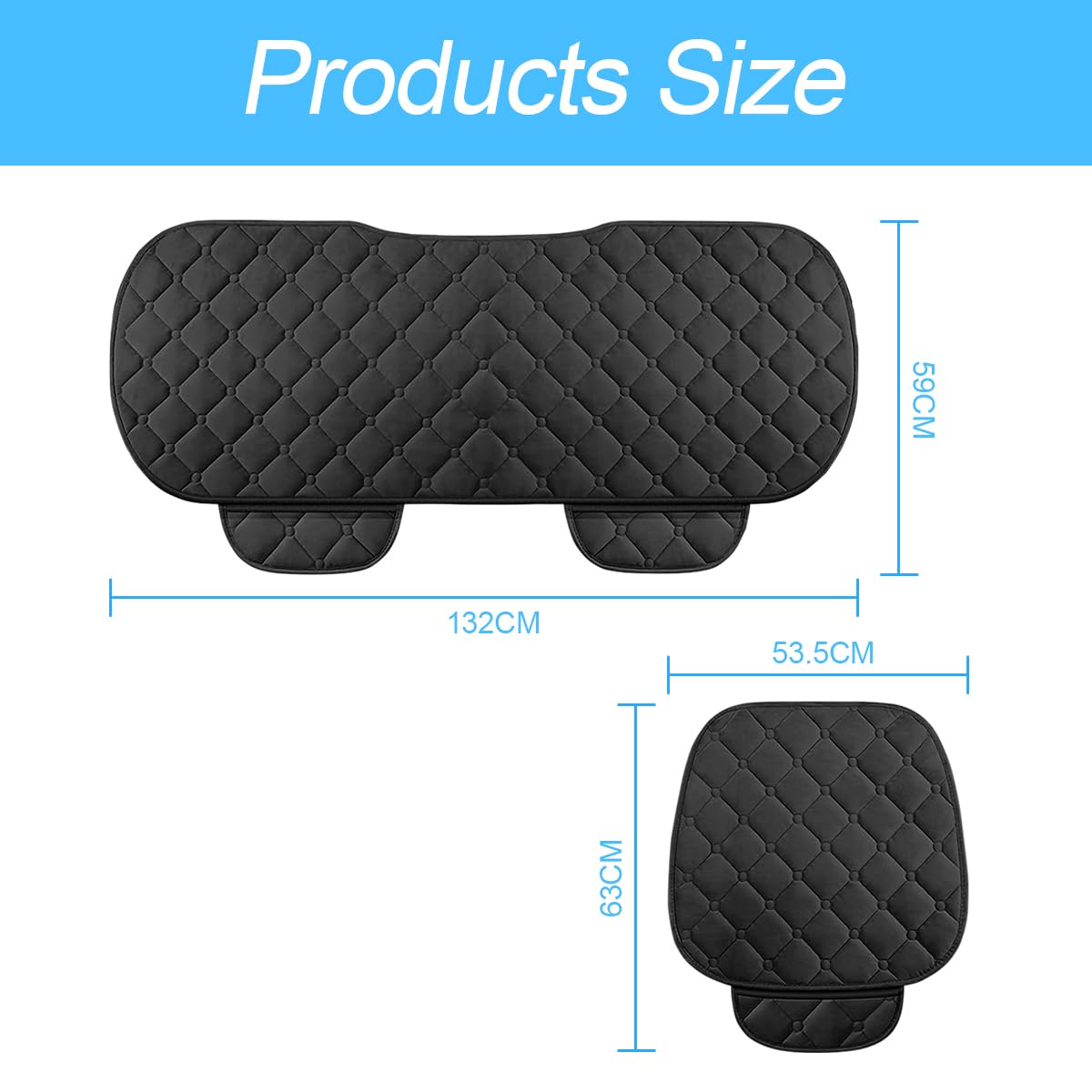 CGEAMDY Coussin Siège Voiture en Peluche, Protection Antidérapante, Doux, Respirant pour la Plupart des Voitures et SUV (Noir1)