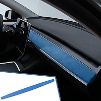 Vista 11 de Adhesivo interior negro para tablero de instrumentos, cubierta de panel de consola central, accesorios de decoración de moldeo para Alcantara Tesla