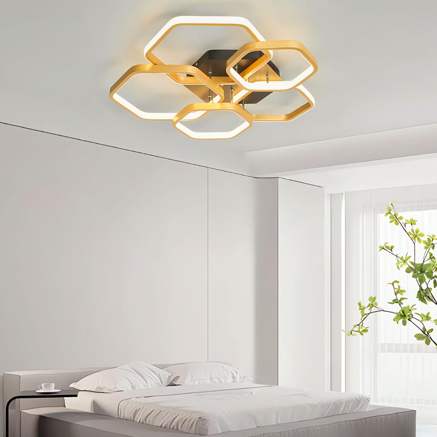 Lámpara de techo LED moderna, lámpara de techo regulable para dormitorio de 3000-6000 K con mando a distancia, lámpara de techo acrílica negra, ideal para dormitorios. (Nero)