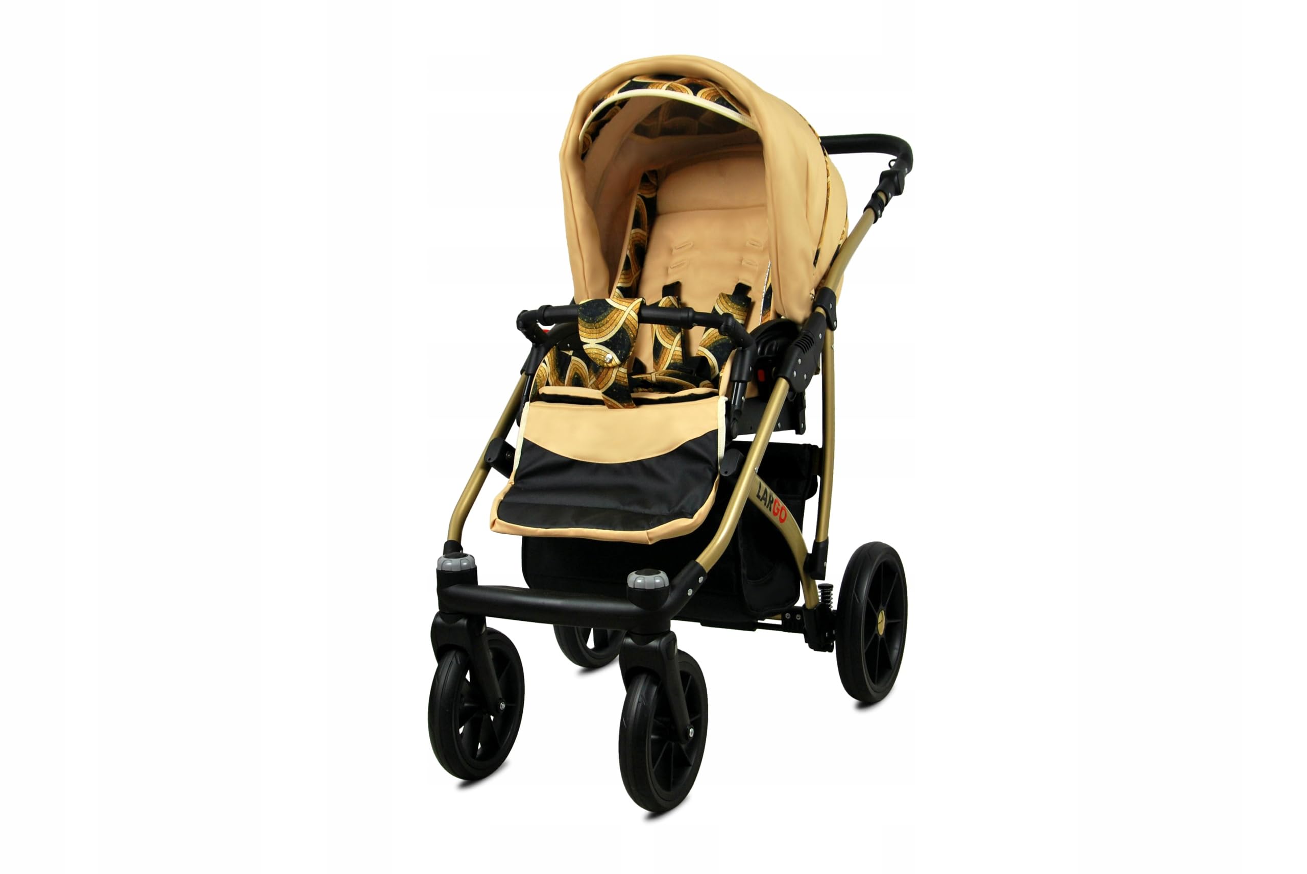 BabyLux Zestaw wózków dziecięcych 4 w 1 – Largo – w zestawie wanienka dla niemowląt, fotelik sportowy, fotelik samochodowy, stacja bazowa ISOFIX – fotelik samochodowy – zestaw wózków dziecięcych
