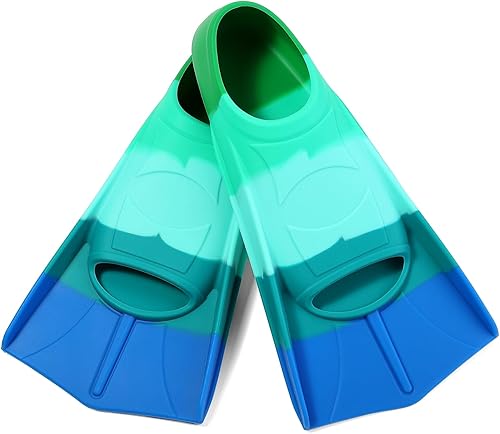 Miniatura 73 de Aletas de natación para niños, aletas cortas para niños y jóvenes, aletas de natación para entrenamiento de natación para niños, niñas, niños Azul,