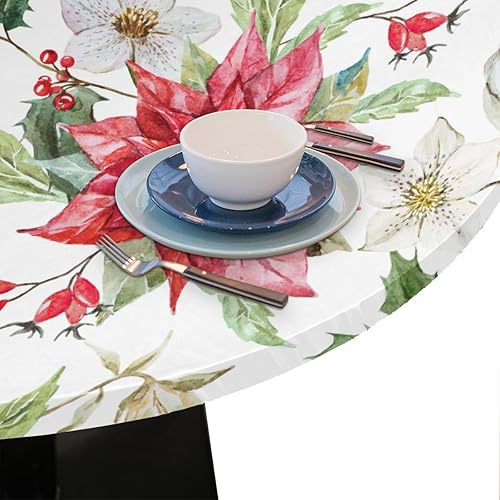 Vista 309 de cfpolar Mantel redondo ajustable de verano, hojas de palma tropical, borde elástico, mantel redondo lavable para uso en interiores y exteriores, se