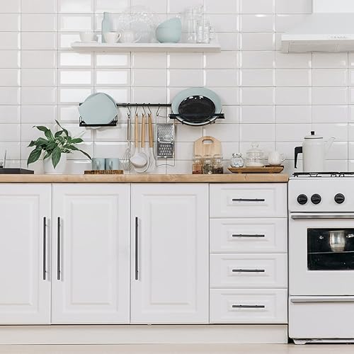 Vista 13 de Ravinte Paquete de 20 tiradores de gabinete negros de 3-3/4 pulgadas, manijas de gabinete de cocina color negro mate, tiradores de cajones modernos