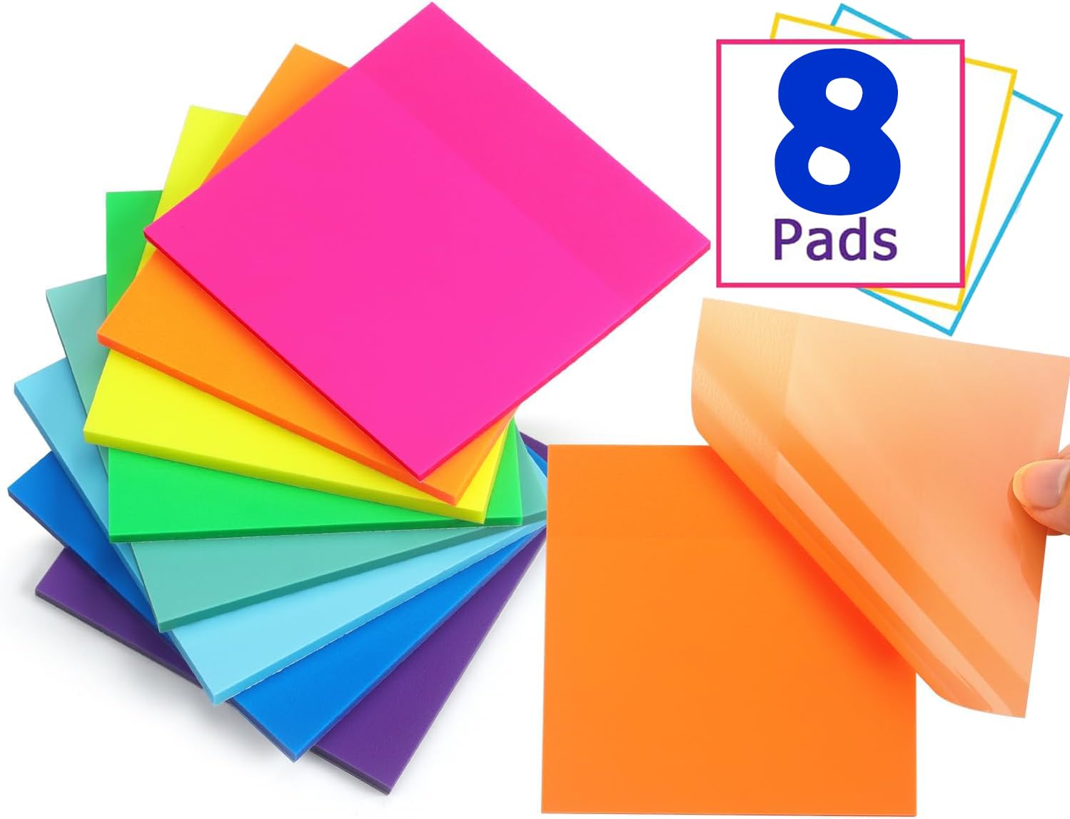 OFIXO Transparente (400 Stück, mehrfarbig, 7,6 x 7,6 cm), selbstklebende Haftnotizen, OFIXO klar, durchsichtig, für Planer, Büro, Schule, Universität, Lehrer, Studentenbedarf